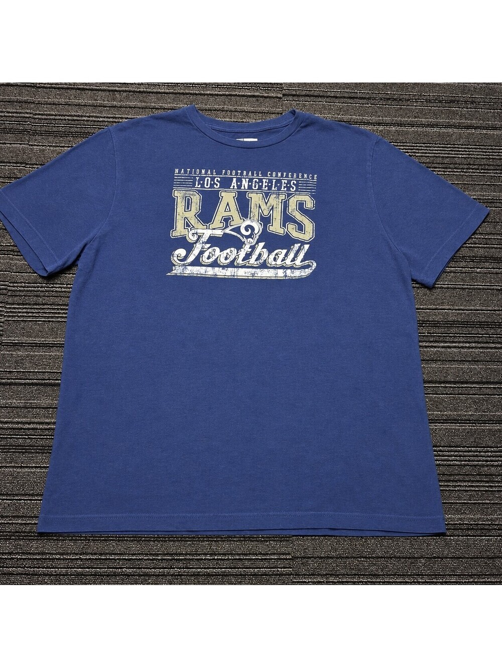 Los Angeles Rams NFL Team Apparel Mens 2XL Blue Distressed Graphic T Shirt